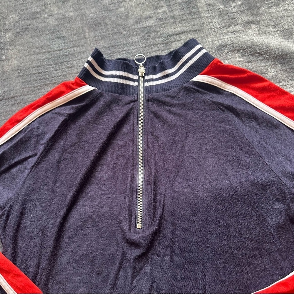 Womens VENUS Red White & Blue Long Sleeve Quarter Zip Size Large Sweater Dress - Picture 3 of 10